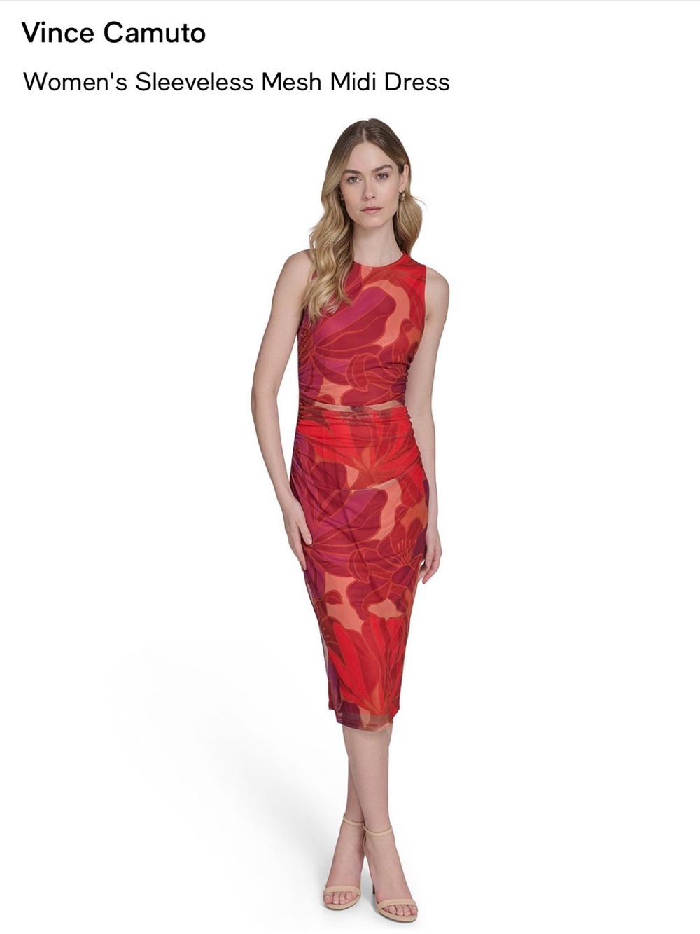 ❌sold❌Vince Camuto Women's Sleeveless Mesh Midi Dress